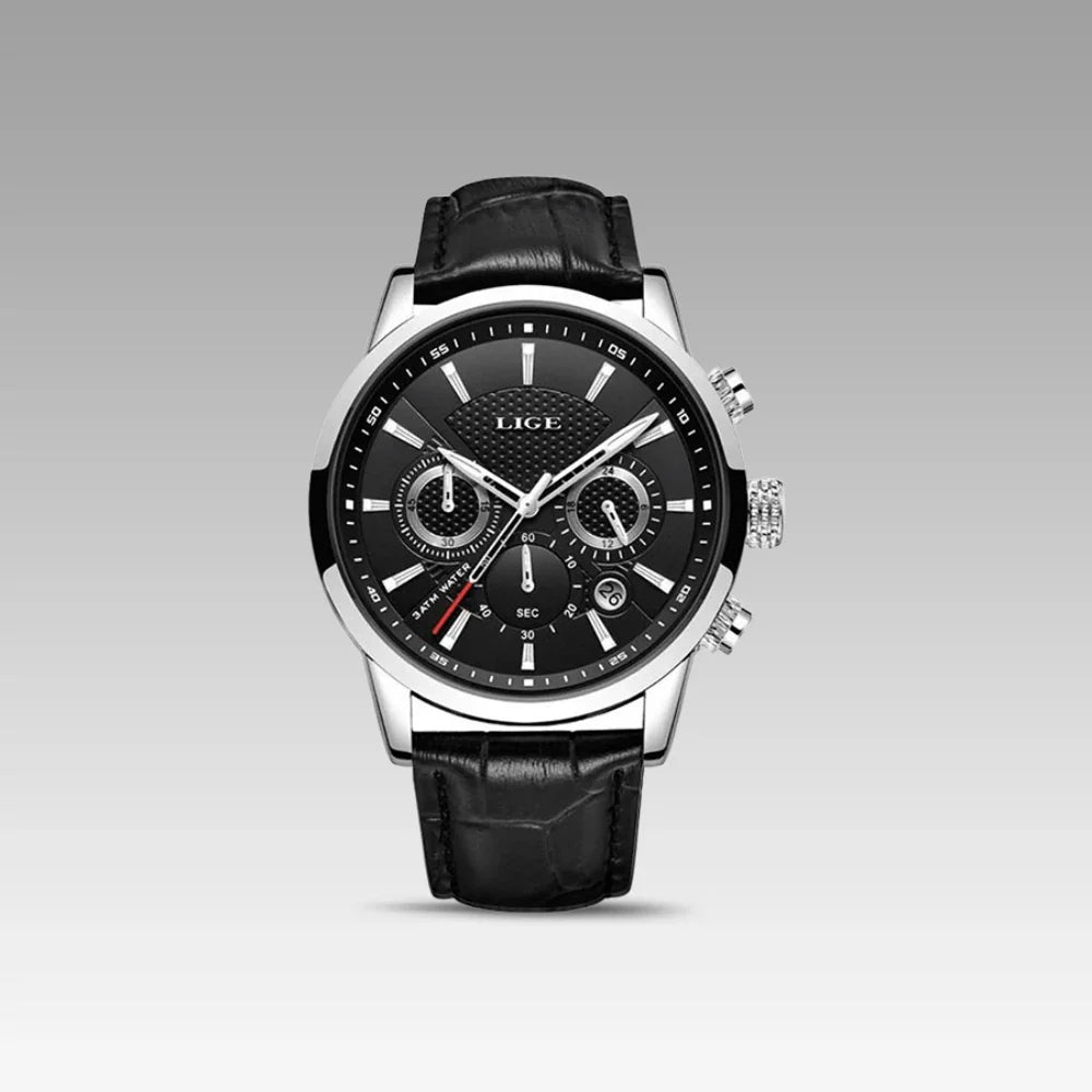 Relógio de Couro Ferren Black 42mm