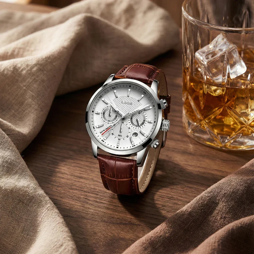 Relógio de Couro Ferren White 42mm