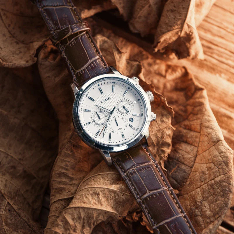 Relógio de Couro Ferren White 42mm