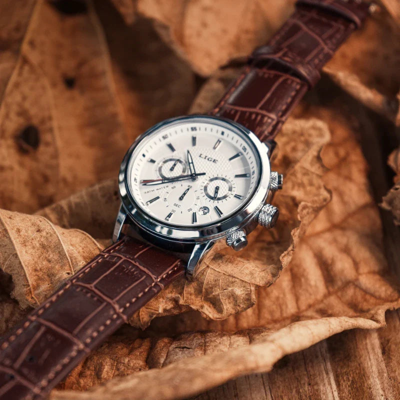 Relógio de Couro Ferren White 42mm