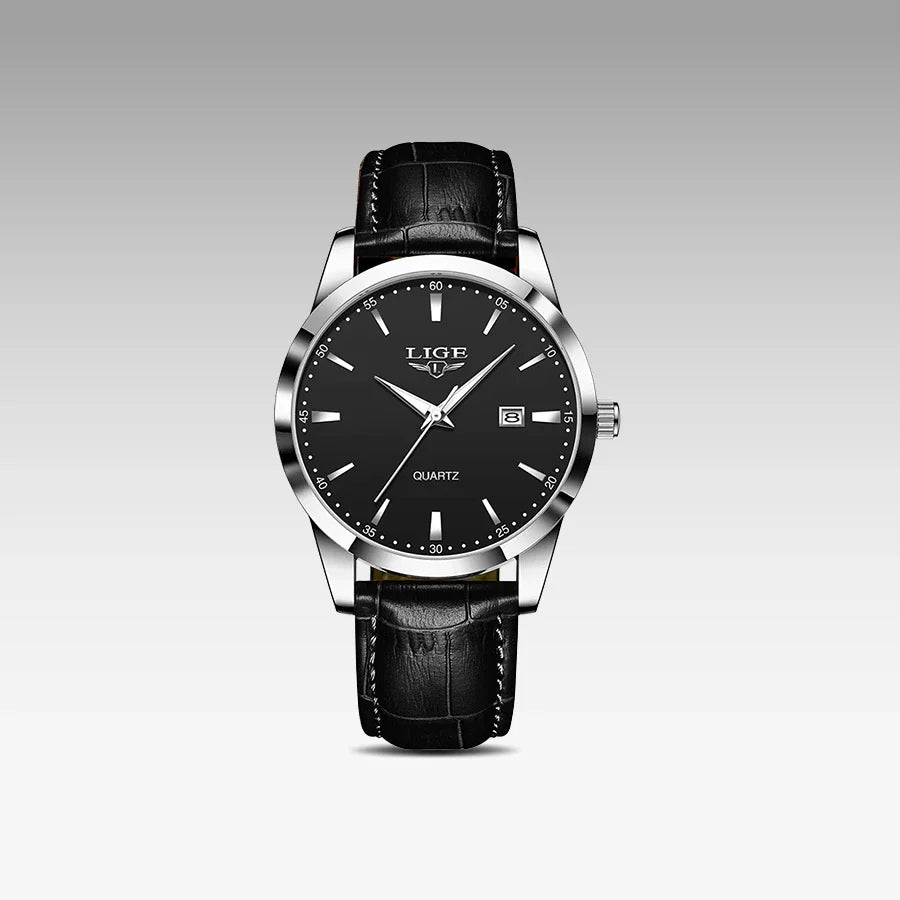Relógio de Couro Célico Silver Black 40mm