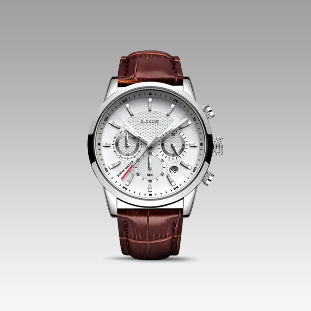 Relógio de Couro Ferren White 42mm