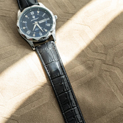 Relógio de Couro Luminous Blue Steel 41mm
