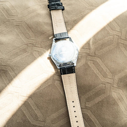 Relógio de Couro Luminous Blue Steel 41mm