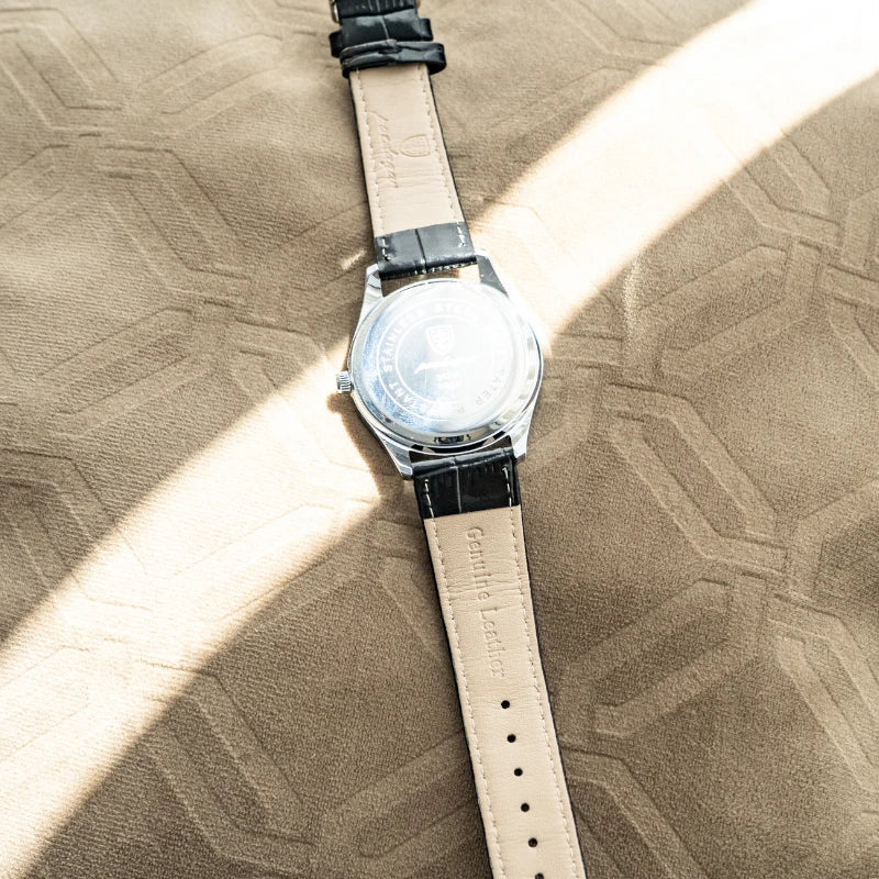 Relógio de Couro Luminous Blue Steel 41mm