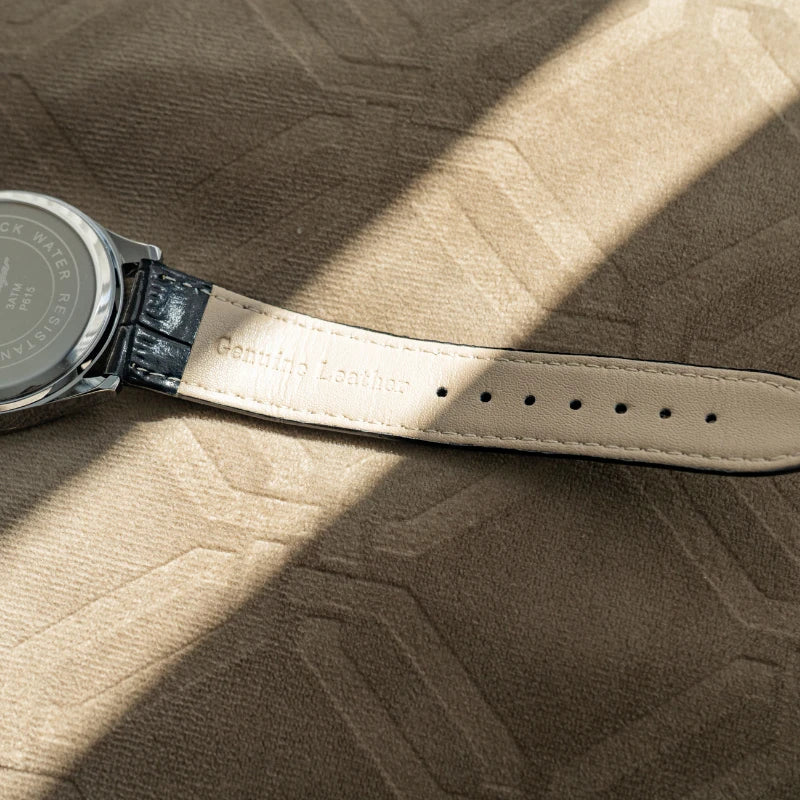 Relógio de Couro Luminous Blue Steel 41mm