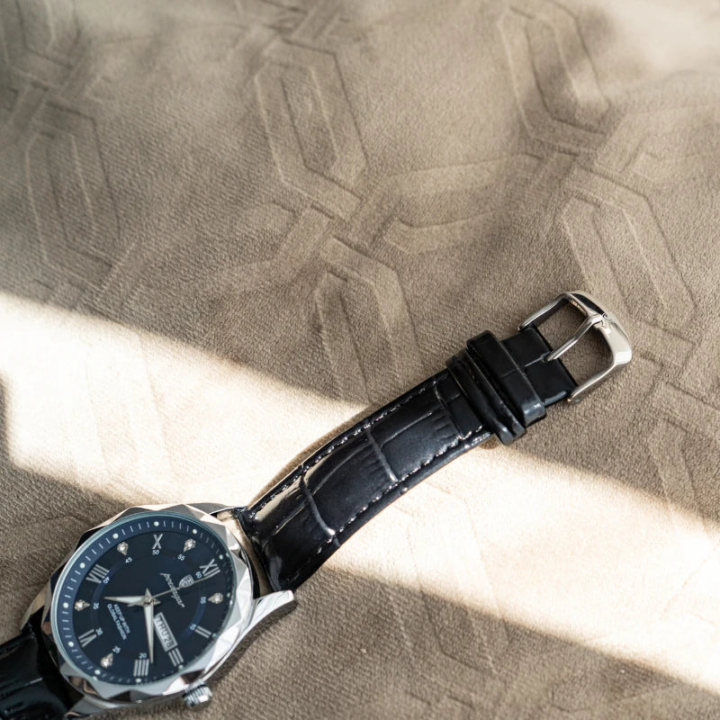 Relógio de Couro Luminous Blue Steel 41mm