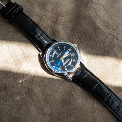 Relógio de Couro Luminous Blue Steel 41mm