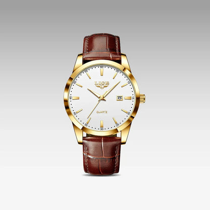 Relógio de Couro Célico Gold White 40mm