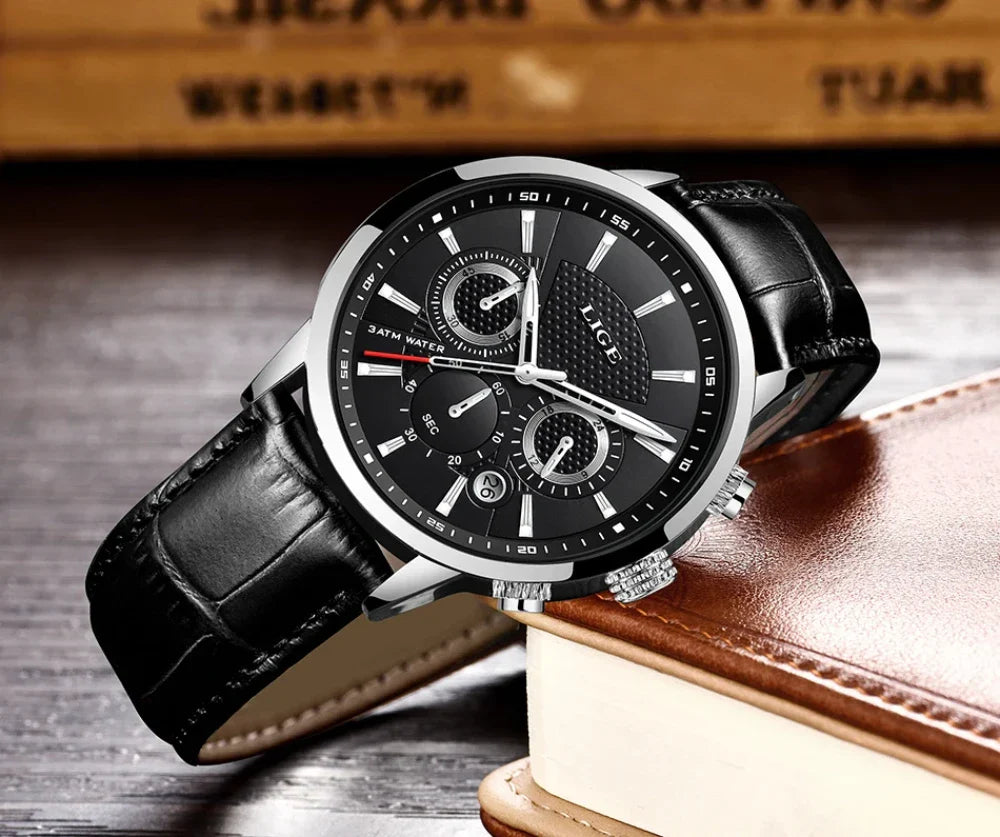 Relógio de Couro Ferren Black 42mm