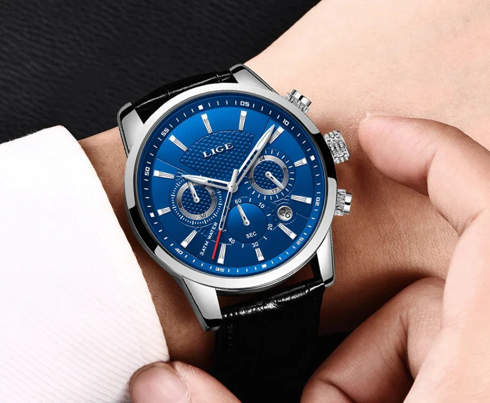 Relógio de Couro Ferren Blue 42mm