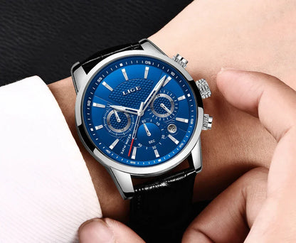 Relógio de Couro Ferren Blue 42mm