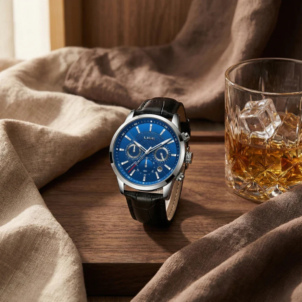 Relógio de Couro Ferren Blue 42mm