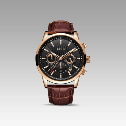 Relógio de Couro Ferren Gold Black 42mm