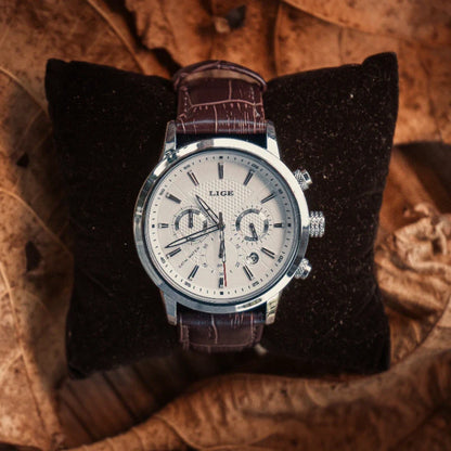 Relógio de Couro Ferren White 42mm
