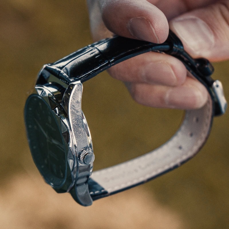 Relógio de Couro Luminous Blue Steel 41mm