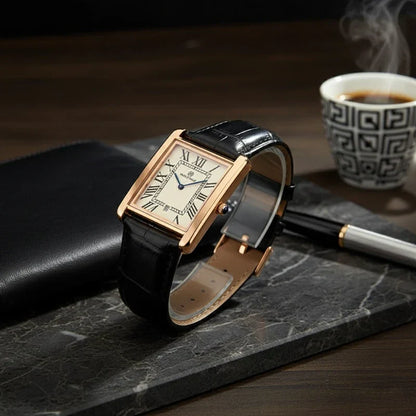 Relógio de Couro Solenne Black Gold 38mm