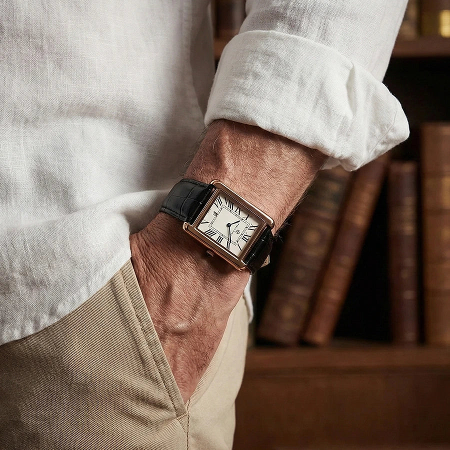 Relógio de Couro Solenne Black Gold 38mm