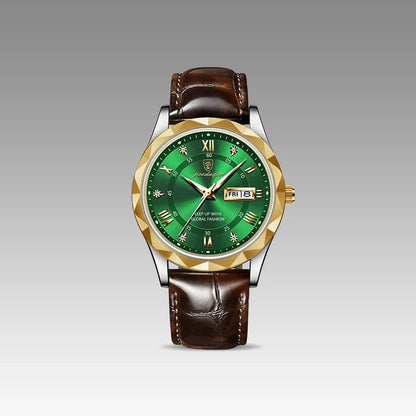 Relógio de Couro Luminous Gold Green 41mm