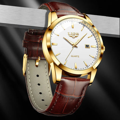 Relógio de Couro Célico Gold White 40mm